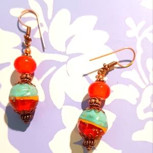 Brass & Glass Lampwork earrings